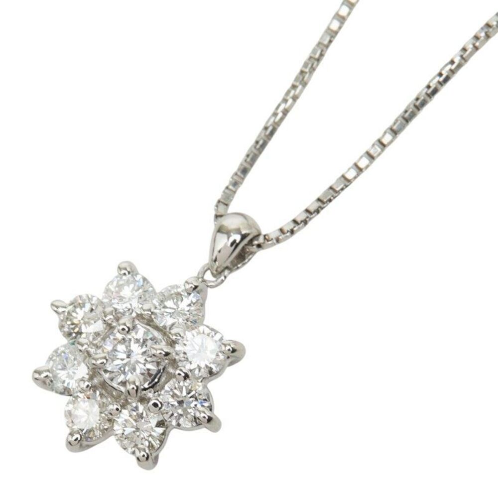 Seiko Platinum Diamond Snowflake Pendant Necklace